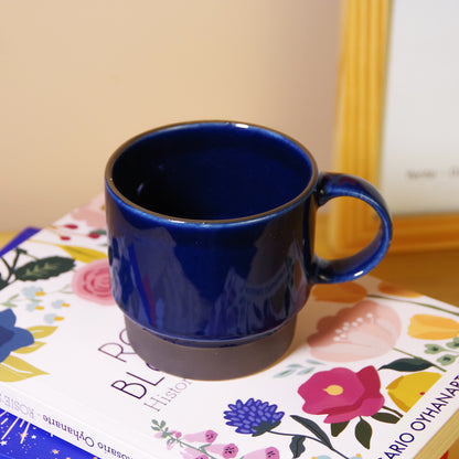 Hermosas Tazas de Cerámica 260ML - Crema o Azul con Base Negra