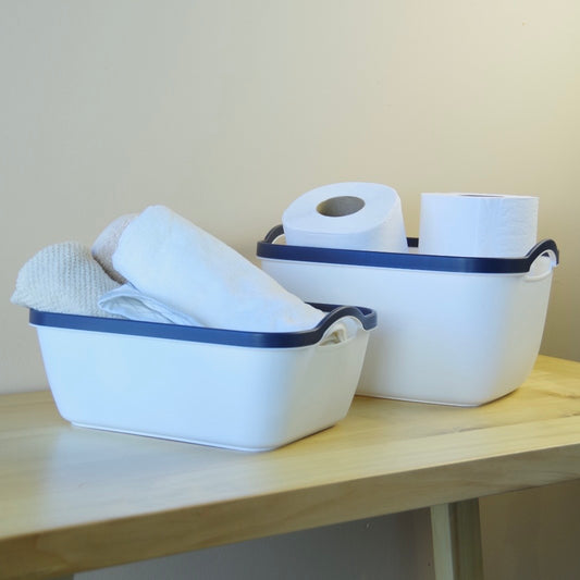 Organizador Plástico con Asas - Blanco (28x21.3x12cm)